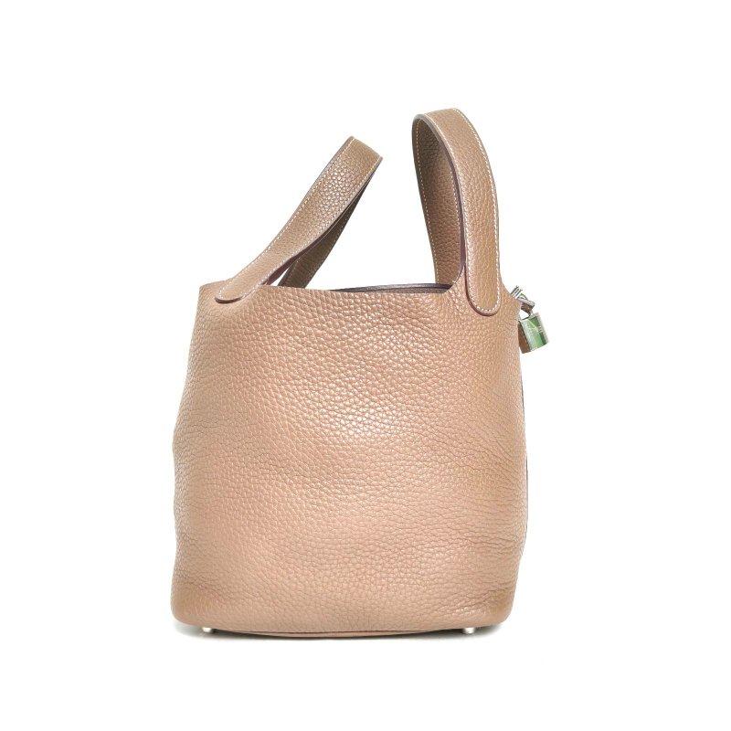 HERMES Picotin18菜籃子18大象灰TC皮D刻銀扣肩背包-3