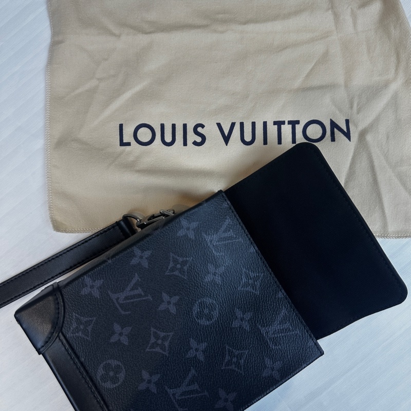 99新 路易威登/Louis Vuitton Nano Steamer 銀扣手提斜背包 monogram eclipse塗層帆布15x7x18cm-8