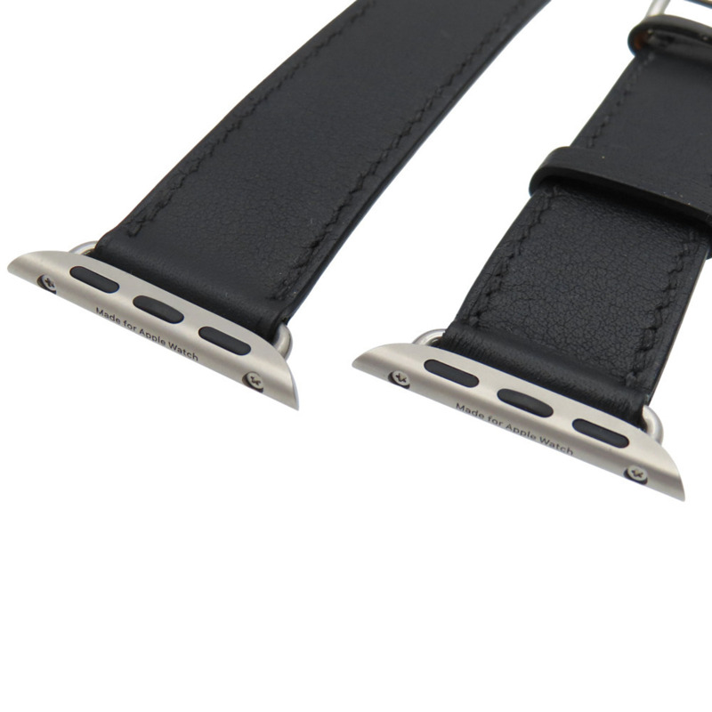 愛馬仕（Hermès）雙圈金屬Apple Watch錶帶，41毫米，Swift黑色銀色U字印記，男士款，成色極佳。-4