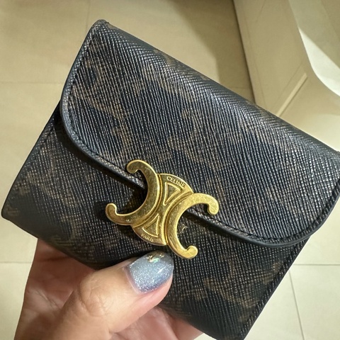 Celine CELINE 老花凱旋門三折短夾