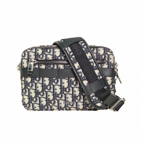 DIOR 墨藍色帆布銀扣2021Safari相機包22肩背包