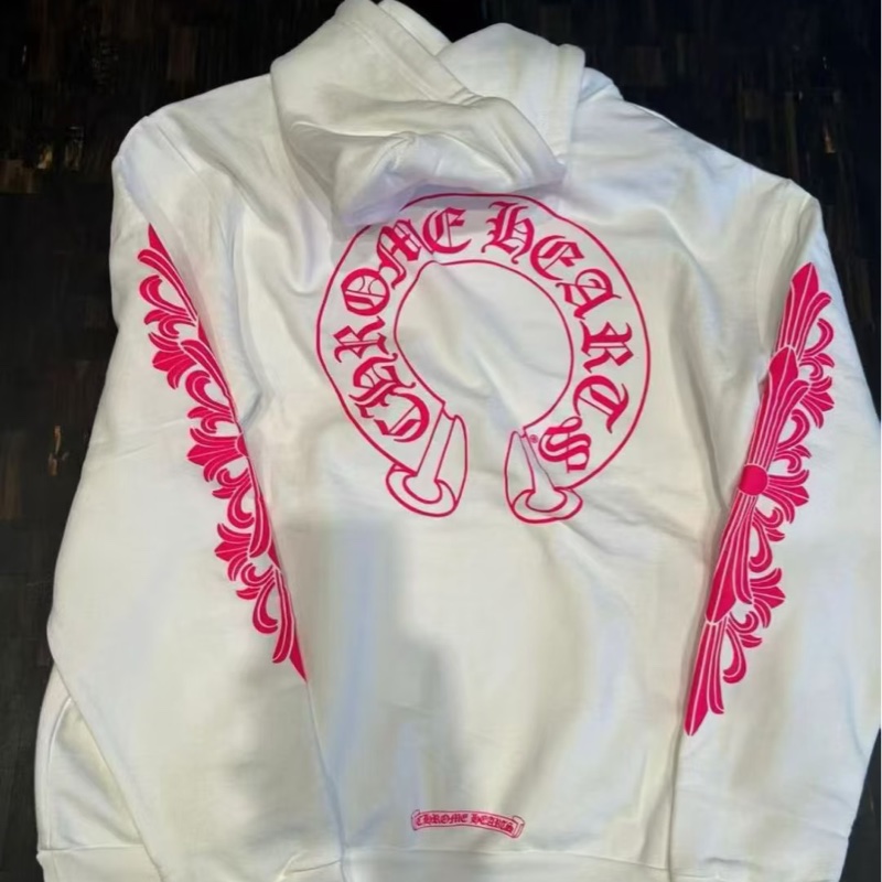 克羅心粉色大馬蹄雙花臂連帽衣/Hoodie-1