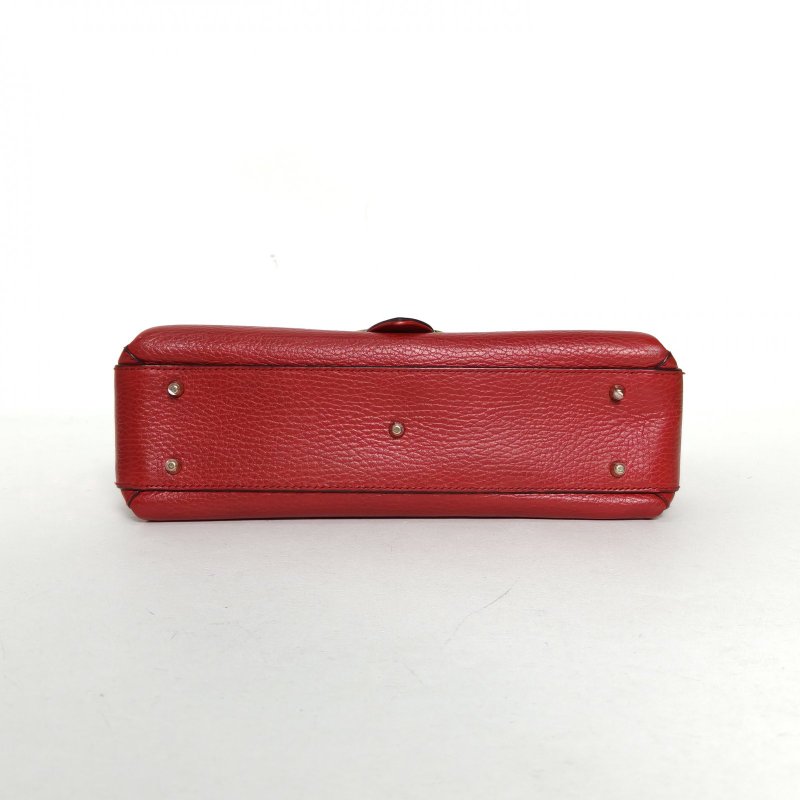 GUCCI Interlock手提風琴包26紅色牛皮金扣肩背包-4