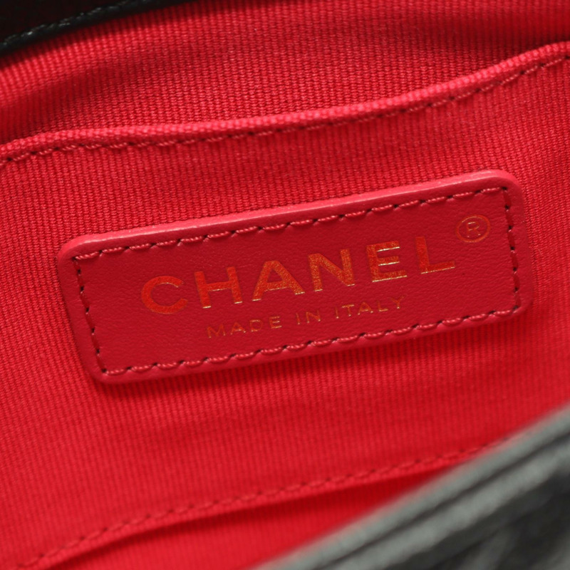 香奈兒 (CHANEL) 絎縫山茶花單背包,粒面小牛皮,黑色,二手,女士,金色五金-3