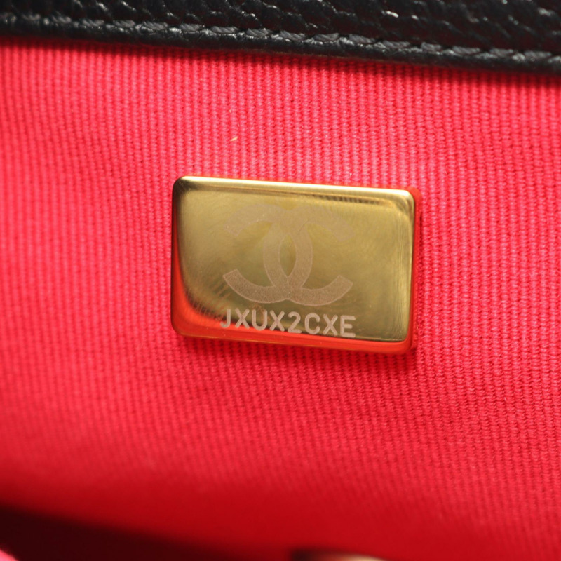 香奈兒 (CHANEL) 絎縫山茶花單背包,粒面小牛皮,黑色,二手,女士,金色五金-4