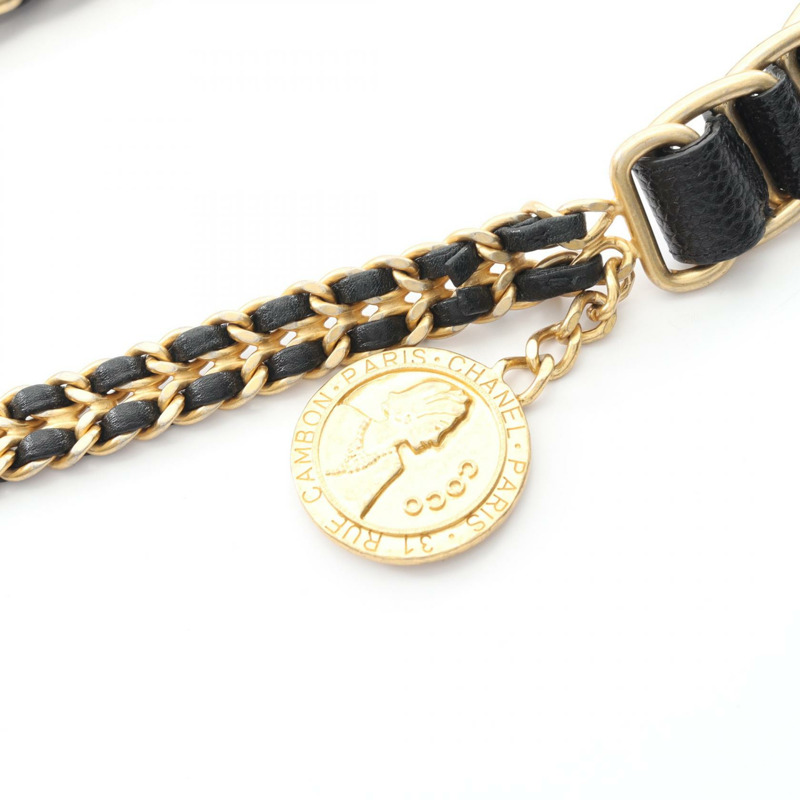 香奈兒 (CHANEL) 絎縫山茶花單背包,粒面小牛皮,黑色,二手,女士,金色五金-7