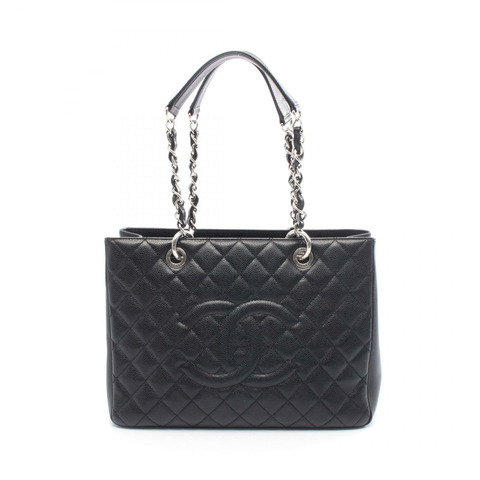 香奈兒 (CHANEL) Matelasse Grand Shopping GST 手提鏈條肩包 黑色皮革二手