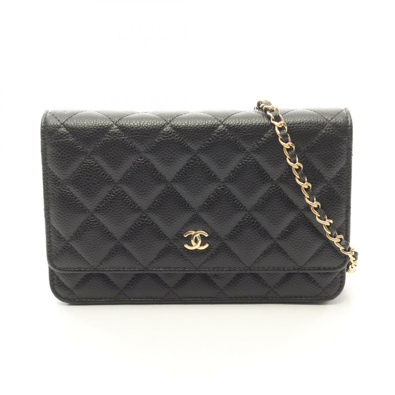 香奈兒 (CHANEL) 絎縫鏈條斜背包 AP4241，黑色小牛皮，金色五金-0