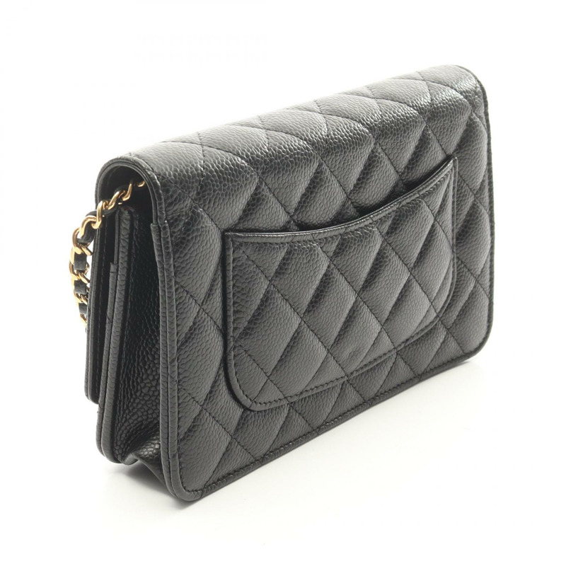 香奈兒 (CHANEL) 絎縫鏈條斜背包 AP4241，黑色小牛皮，金色五金-1