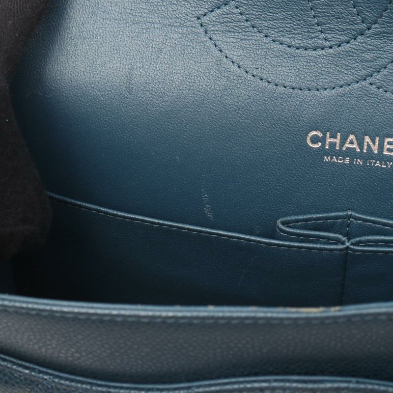 香奈兒 Jumbo Matelasse 30 經典大號 W 翻蓋鏈條肩背包，皮革藍色-5