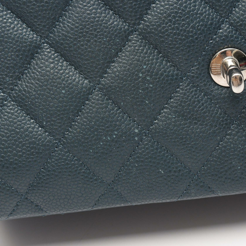 香奈兒 Jumbo Matelasse 30 經典大號 W 翻蓋鏈條肩背包，皮革藍色-6