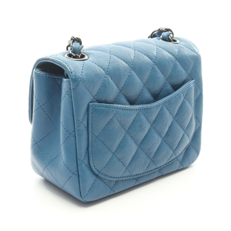 香奈兒 (CHANEL) 迷你絎縫鏈條斜背包 A35200 藍色皮革 二手 CC-1