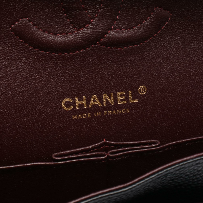 香奈兒 (CHANEL) Matelasse W 翻蓋肩背包 A01112 粒面小牛皮 黑色 二手 金色五金-3