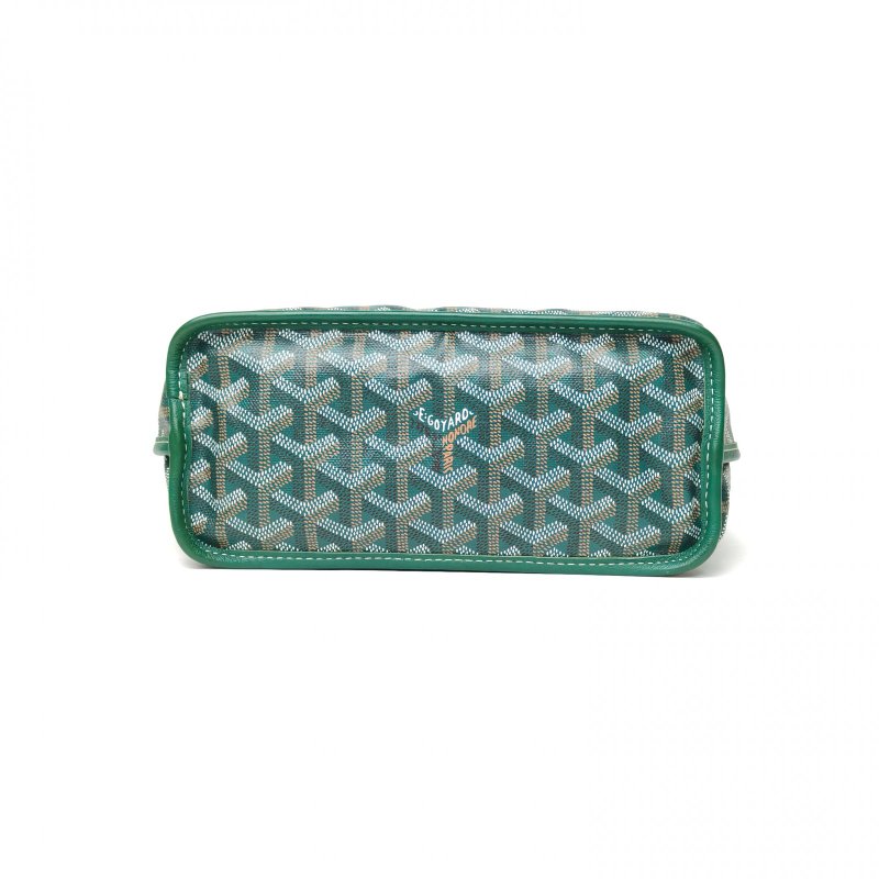 GOYARD Anjou雙面購物袋Mini20綠色PVC銀扣牛皮帆布肩背包-4