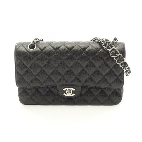 香奈兒 (CHANEL) Matelasse W 翻蓋鏈條單背包 A01112 小牛皮 黑色 二手 SHW