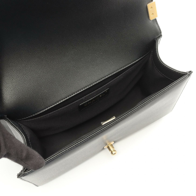 香奈兒 Boy Chanel 鏈條肩背包 A67086 粒面小牛皮 黑色 金色五金-2