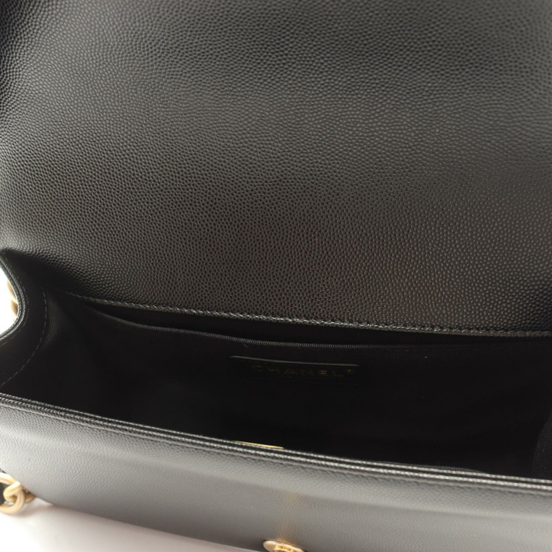 香奈兒 Boy Chanel 鏈條肩背包 A67086 粒面小牛皮 黑色 金色五金-5