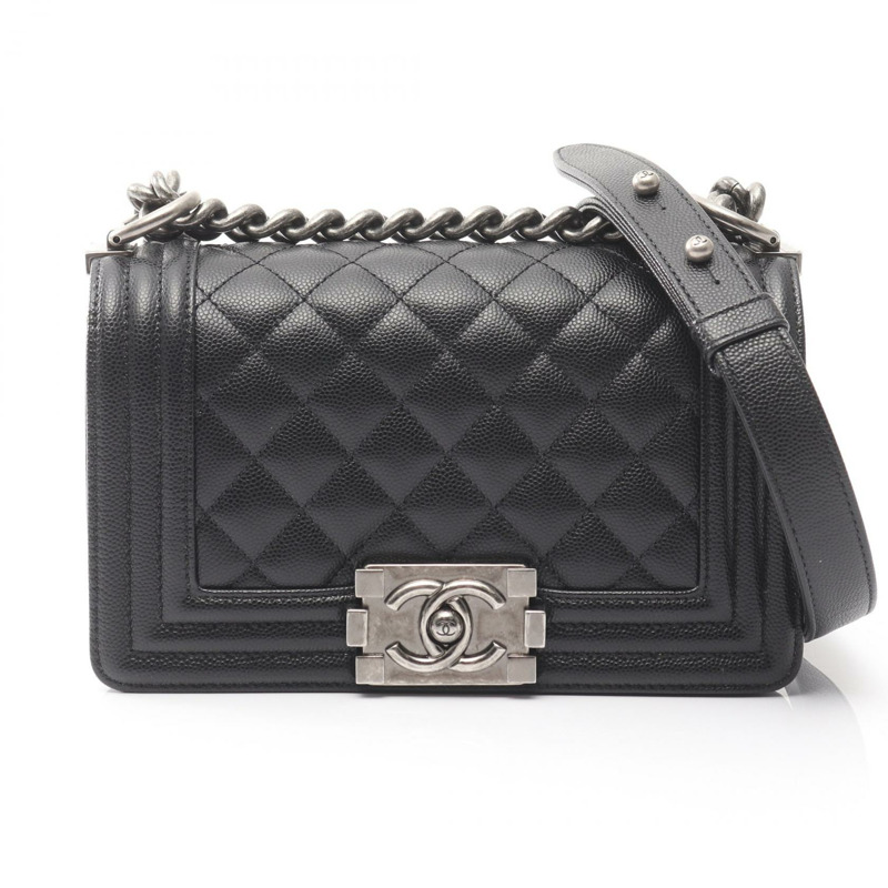 香奈兒 Boy Chanel 小號鏈條單背包 A67085 小牛皮 黑色 二手 CC-0
