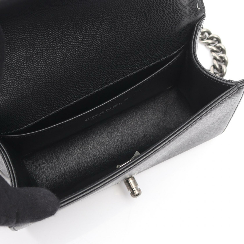 香奈兒 Boy Chanel 小號鏈條單背包 A67085 小牛皮 黑色 二手 CC-2