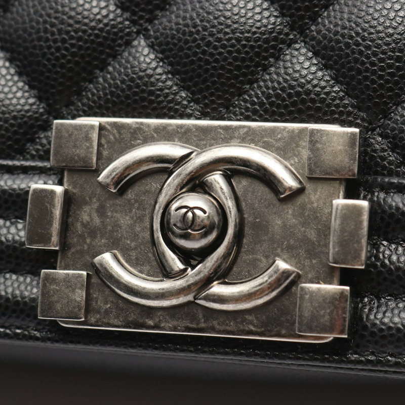 香奈兒 Boy Chanel 小號鏈條單背包 A67085 小牛皮 黑色 二手 CC-7