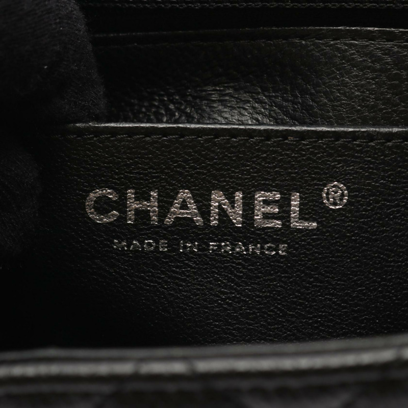 香奈兒迷你絎縫鏈條斜背包 A35200 小牛皮 黑色 SHW-3