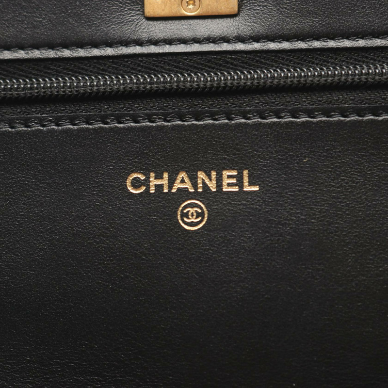 香奈兒 (CHANEL) Matelasse 經典鏈條斜挎包，小牛皮，黑色，二手，金色五金-4