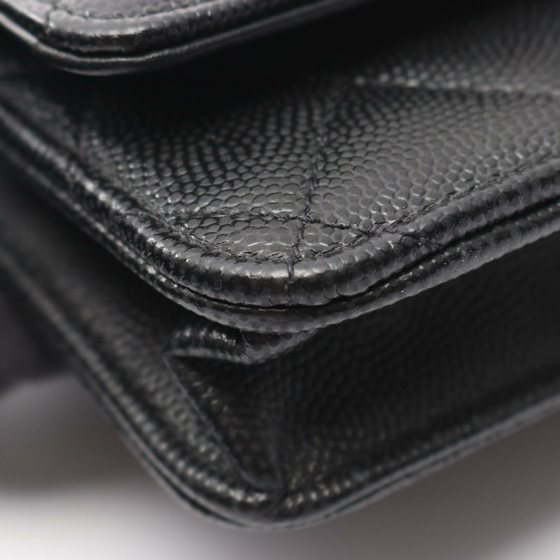 香奈兒 (CHANEL) Matelasse 經典鏈條斜挎包，小牛皮，黑色，二手，金色五金-8