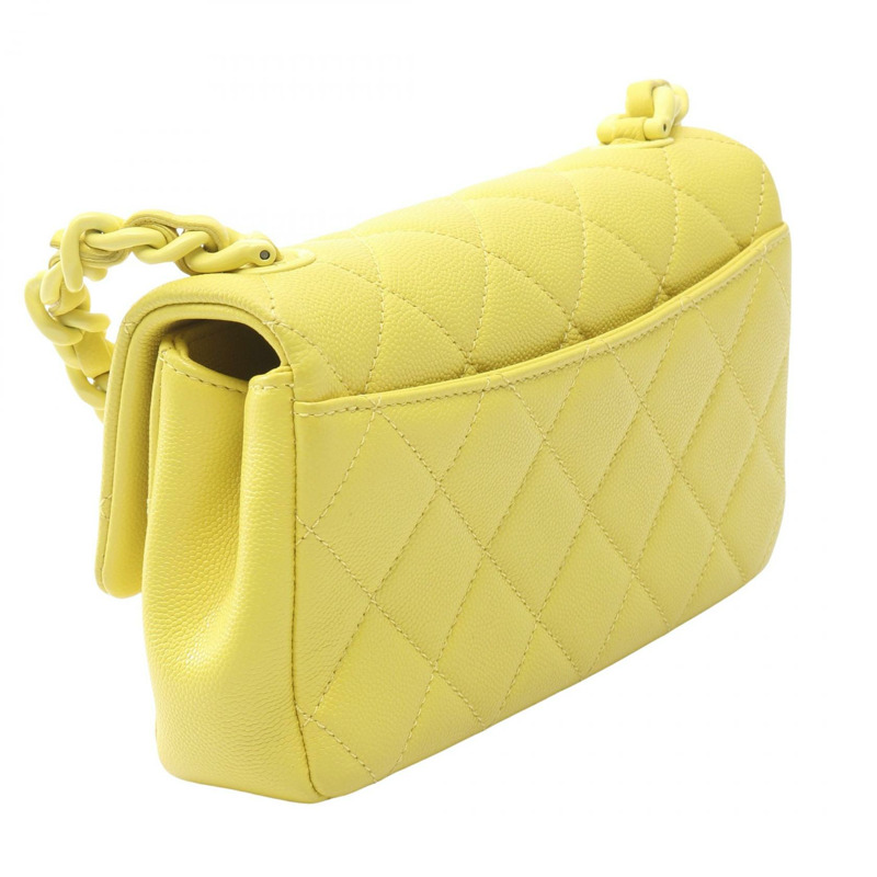 香奈兒 (CHANEL) 絎縫鏈條肩挎包 AS2302 粒面小牛皮 黃色-1
