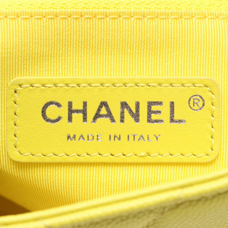 香奈兒 (CHANEL) 絎縫鏈條肩挎包 AS2302 粒面小牛皮 黃色-3