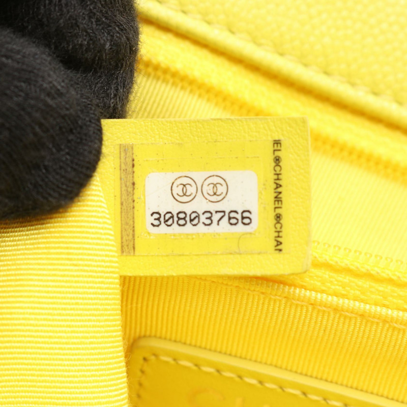 香奈兒 (CHANEL) 絎縫鏈條肩挎包 AS2302 粒面小牛皮 黃色-4