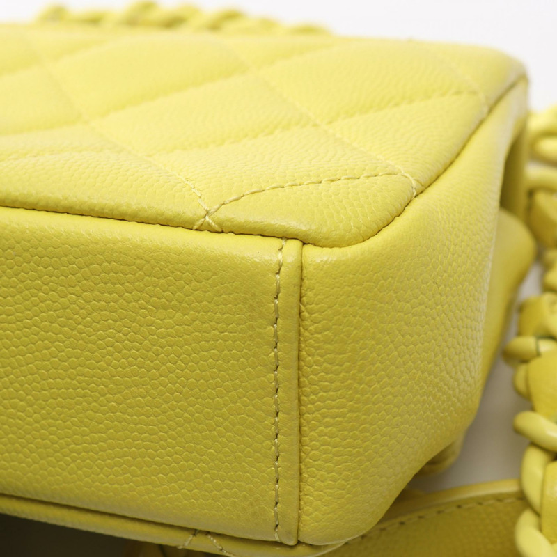 香奈兒 (CHANEL) 絎縫鏈條肩挎包 AS2302 粒面小牛皮 黃色-6