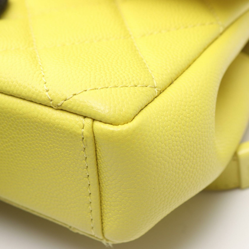 香奈兒 (CHANEL) 絎縫鏈條肩挎包 AS2302 粒面小牛皮 黃色-7