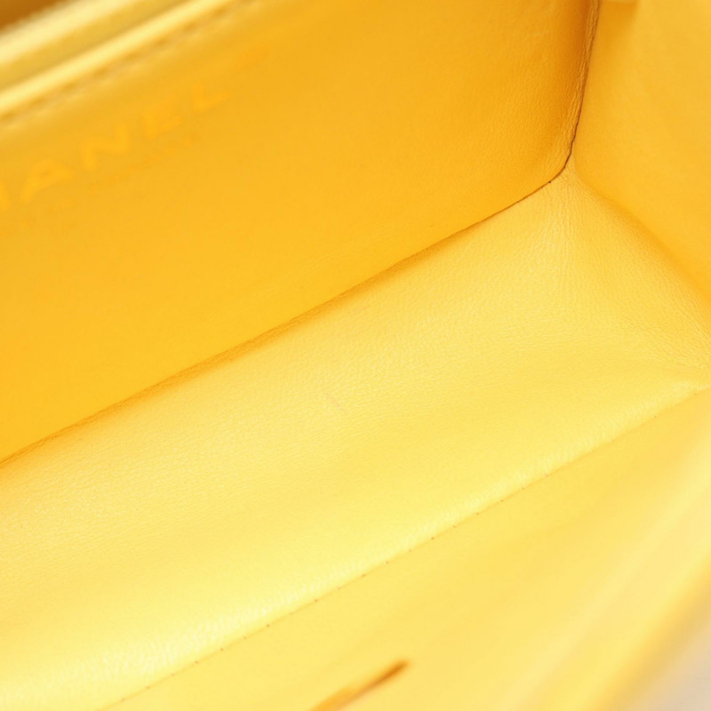 香奈兒 (CHANEL) 絎縫鏈條斜背包 AS2356 黃色皮革二手金色五金-5