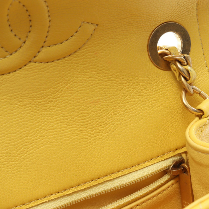 香奈兒 (CHANEL) 絎縫鏈條斜背包 AS2356 黃色皮革二手金色五金-7