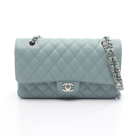 香奈兒 (CHANEL) Matelasse W 翻蓋鏈條單背包 A01112 皮革 藍色 二手 女士 SHW CC