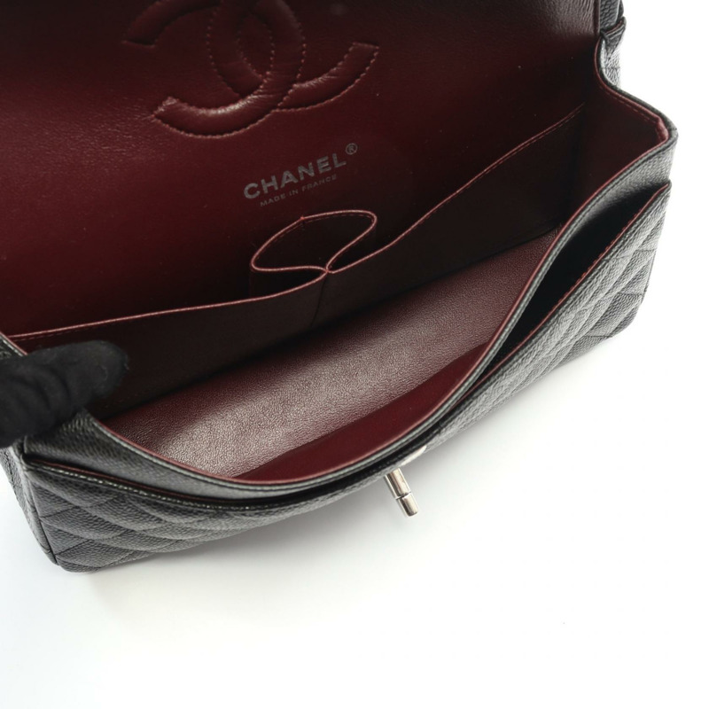 香奈兒 (CHANEL) Matelasse W 翻蓋肩背包 A01112 粒面小牛皮 黑色 二手 女士 SHW CC-2