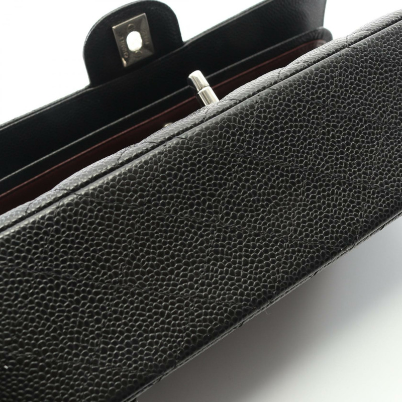 香奈兒 (CHANEL) Matelasse W 翻蓋肩背包 A01112 粒面小牛皮 黑色 二手 女士 SHW CC-8