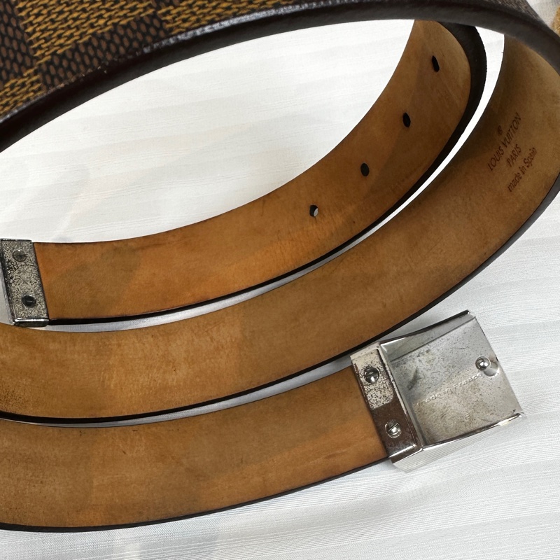 路易威登/ Louis Vuitton 金屬扣棋盤格紋腰帶棕色 長103x寬2.8cm-2