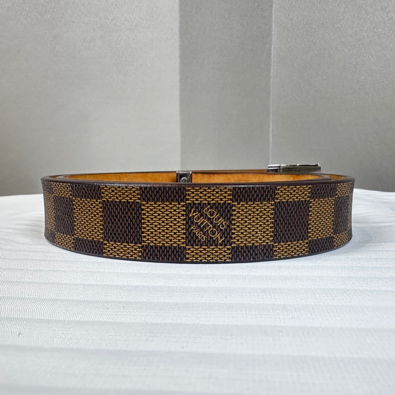 路易威登/ Louis Vuitton 金屬扣棋盤格紋腰帶棕色 長103x寬2.8cm-3