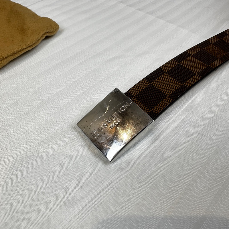 路易威登/ Louis Vuitton 金屬扣棋盤格紋腰帶棕色 長103x寬2.8cm-5
