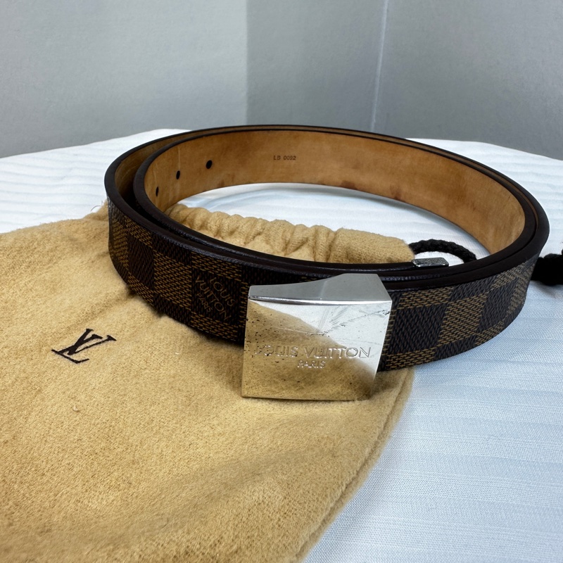 路易威登/ Louis Vuitton 金屬扣棋盤格紋腰帶棕色 長103x寬2.8cm-9