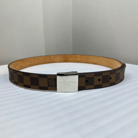 路易威登/ Louis Vuitton 金屬扣棋盤格紋腰帶棕色 長103x寬2.8cm