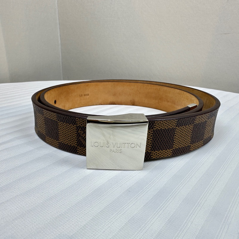 路易威登/ Louis Vuitton 金屬扣棋盤格紋腰帶棕色 長103x寬2.8cm-1
