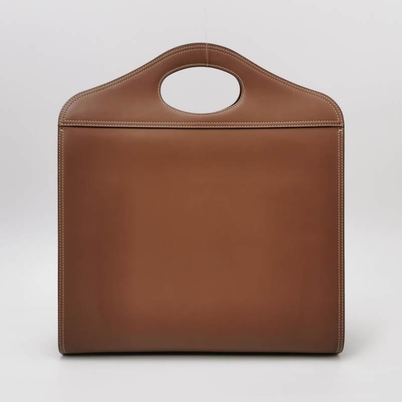 Burberry Pocket中號牛皮明線裝飾字母logo鏤空式手柄單肩包-4