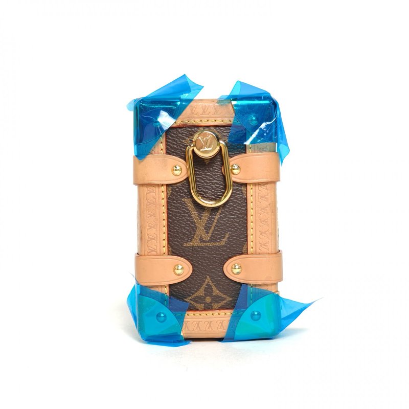 LOUIS VUITTON SideTrunk軟盒子包小號18老花PVC晶片肩背包-3