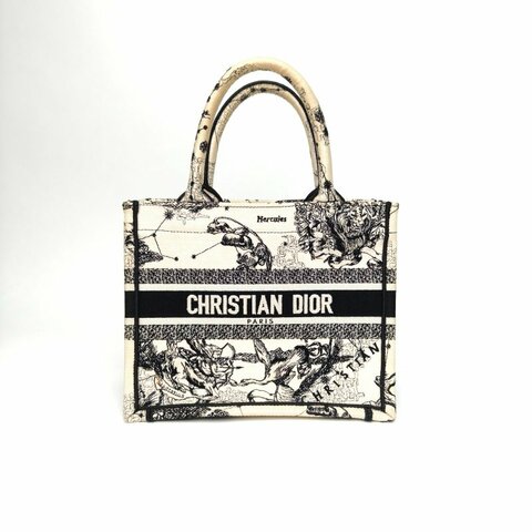 DIOR BookTote小號26.5乳白色帆布2021Zodiac星座印花肩背包