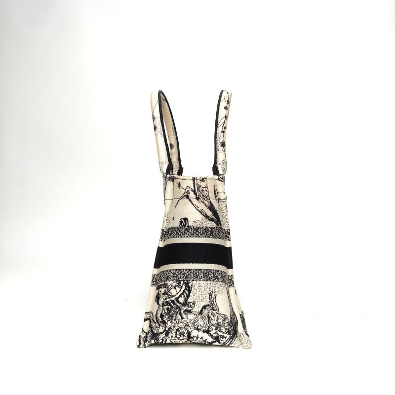 DIOR BookTote小號26.5乳白色帆布2021Zodiac星座印花肩背包-3