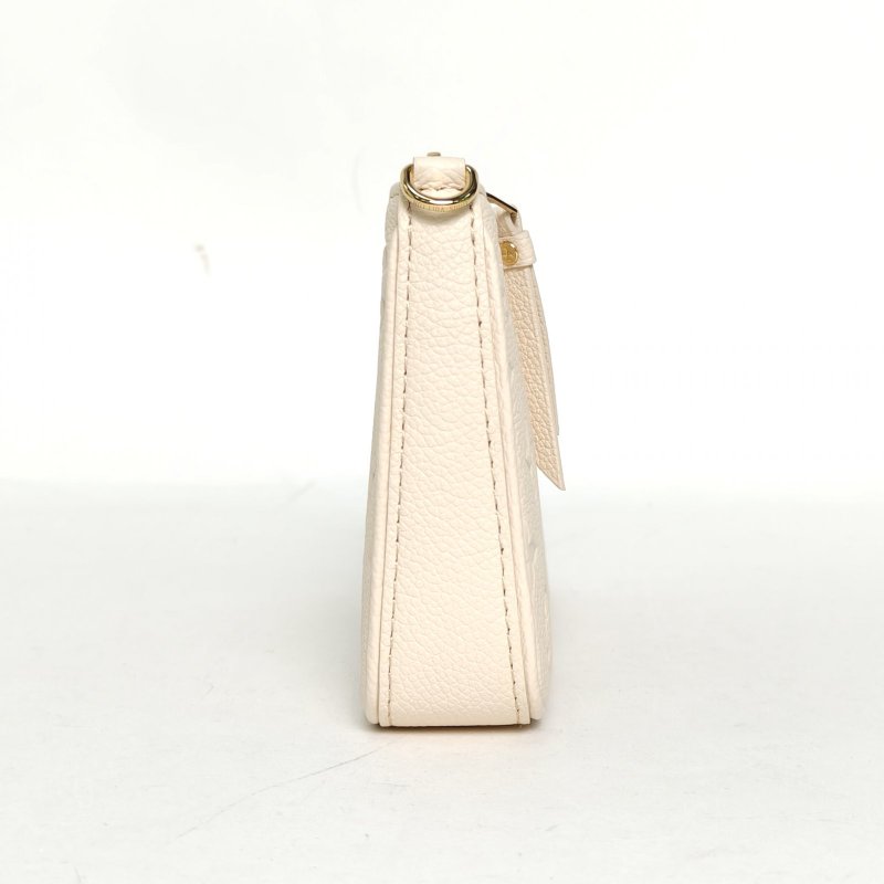 LOUIS VUITTON Easypouch單肩腋下包全皮壓紋米白色牛皮金扣晶片肩背包-1