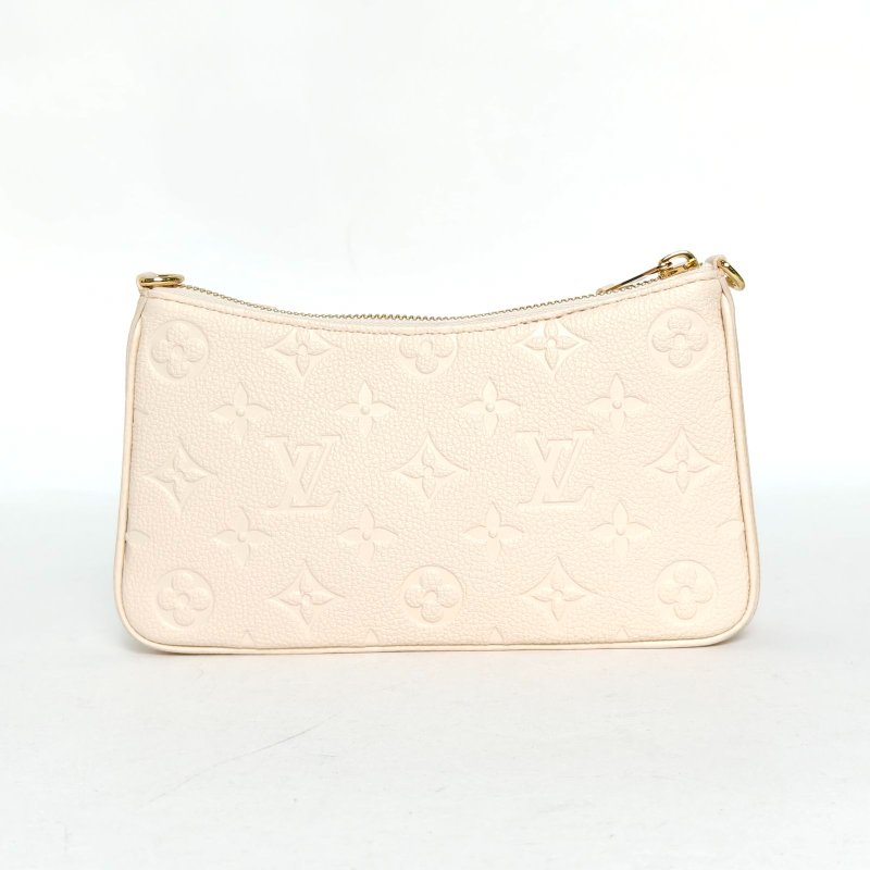 LOUIS VUITTON Easypouch單肩腋下包全皮壓紋米白色牛皮金扣晶片肩背包-2