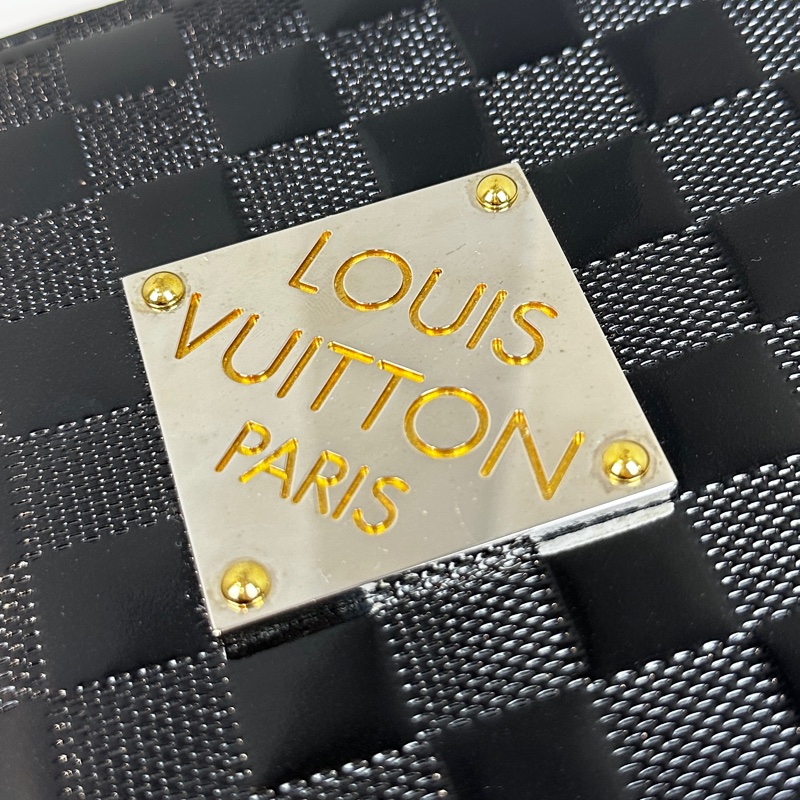路易威登/Louis Vuitton Damier Vernis Cabaret 棋盤格漆皮單肩斜背两用包黑色 17x5x22cm-15